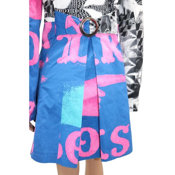 RARE 90s CUSTO BARCELONA Bold Graphic Print Color Block Trench Coat *STATEMENT* - Picture 7 of 11